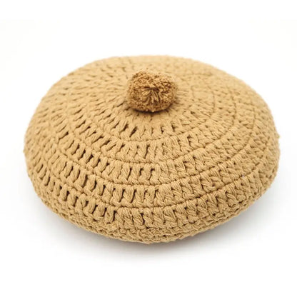 Coussin coton rond crochet LENKA MOUTARDE - Sueños de Cigueña