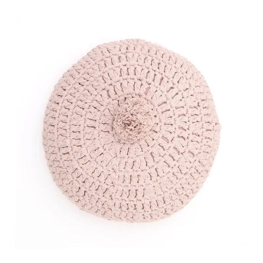 Coussin coton rond crochet LENKA ROSE NUDE - Sueños de Cigueña