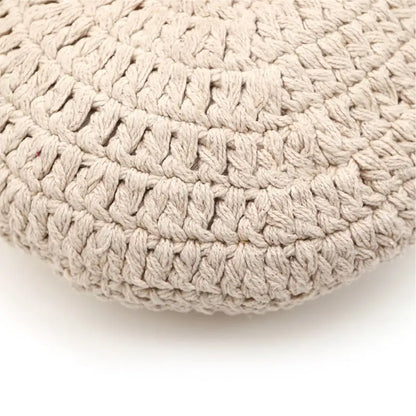 Coussin coton rond crochet LENKA ECRU - Sueños de Cigueña