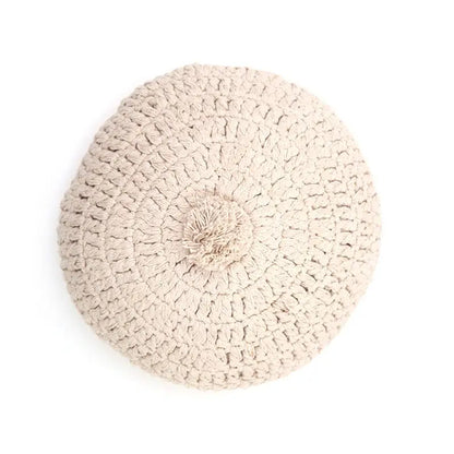 Coussin coton rond crochet LENKA ECRU - Sueños de Cigueña