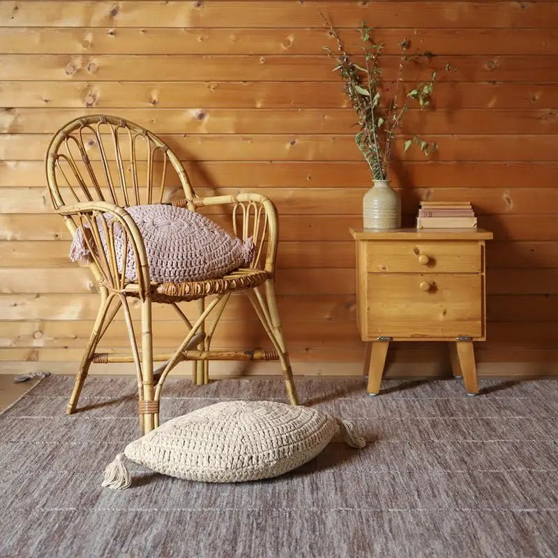 Cojín decorativo bohème algodo crochet PLUME ECRU - Sueños de Cigueña 