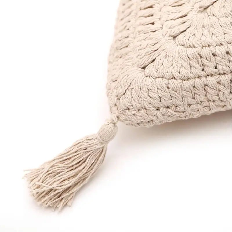Cojín decorativo bohème algodo crochet PLUME ECRU - Sueños de Cigueña 
