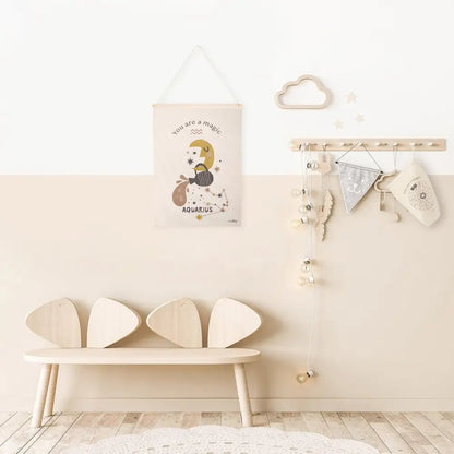 Mural habitación infantil zodíaco horóscopo LITTLE ACUARIO - Sueños de Cigueña 