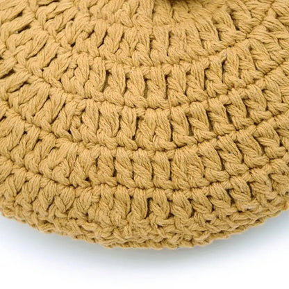 Cojín decorativo algodon redondo crochet LENKA MOUTARDE - Sueños de Cigueña 