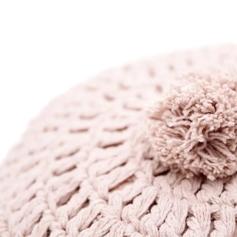 Cojín decorativo algodon redondo crochet LENKA ROSE NUDE - Sueños de Cigueña 