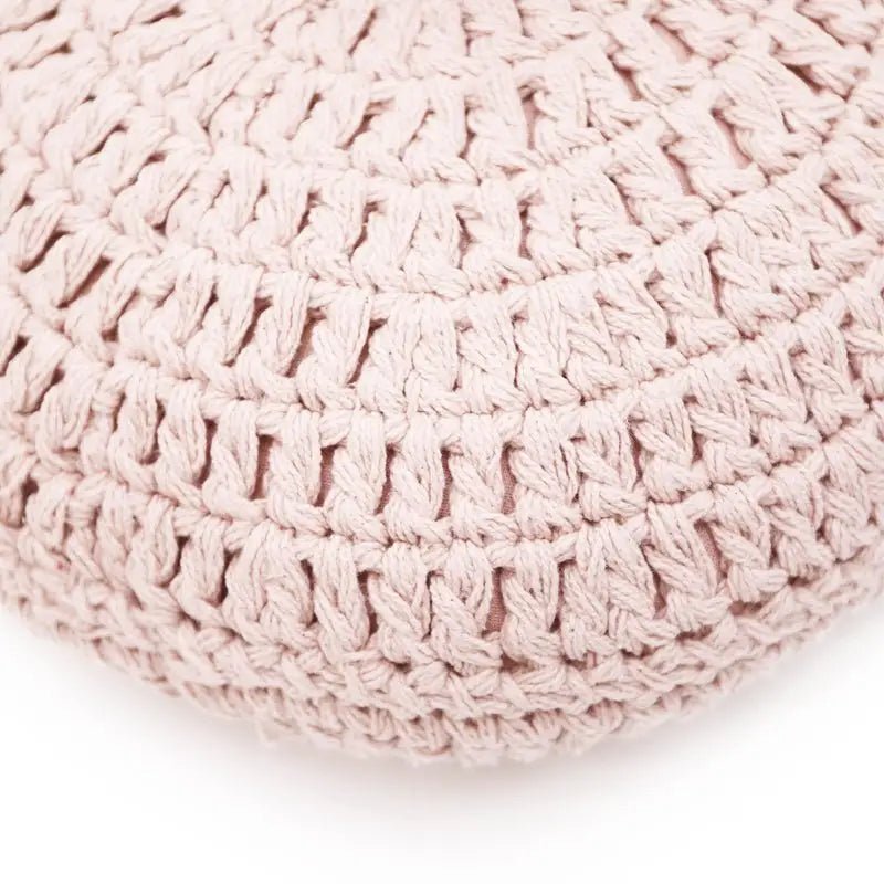 Cojín decorativo algodon redondo crochet LENKA ROSE NUDE - Sueños de Cigueña 