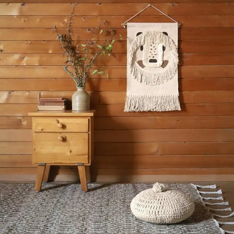 Cojín decorativo algodon redondo crochetLENKA ECRU - Sueños de Cigueña 