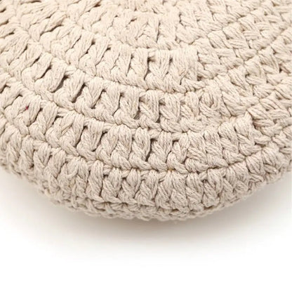 Cojín decorativo algodon redondo crochetLENKA ECRU - Sueños de Cigueña 