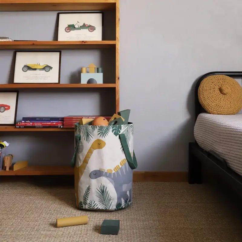 Cesta de almacenaje dinosaurios SENSAKU para dormitorio infantil - Sueños de Cigueña 