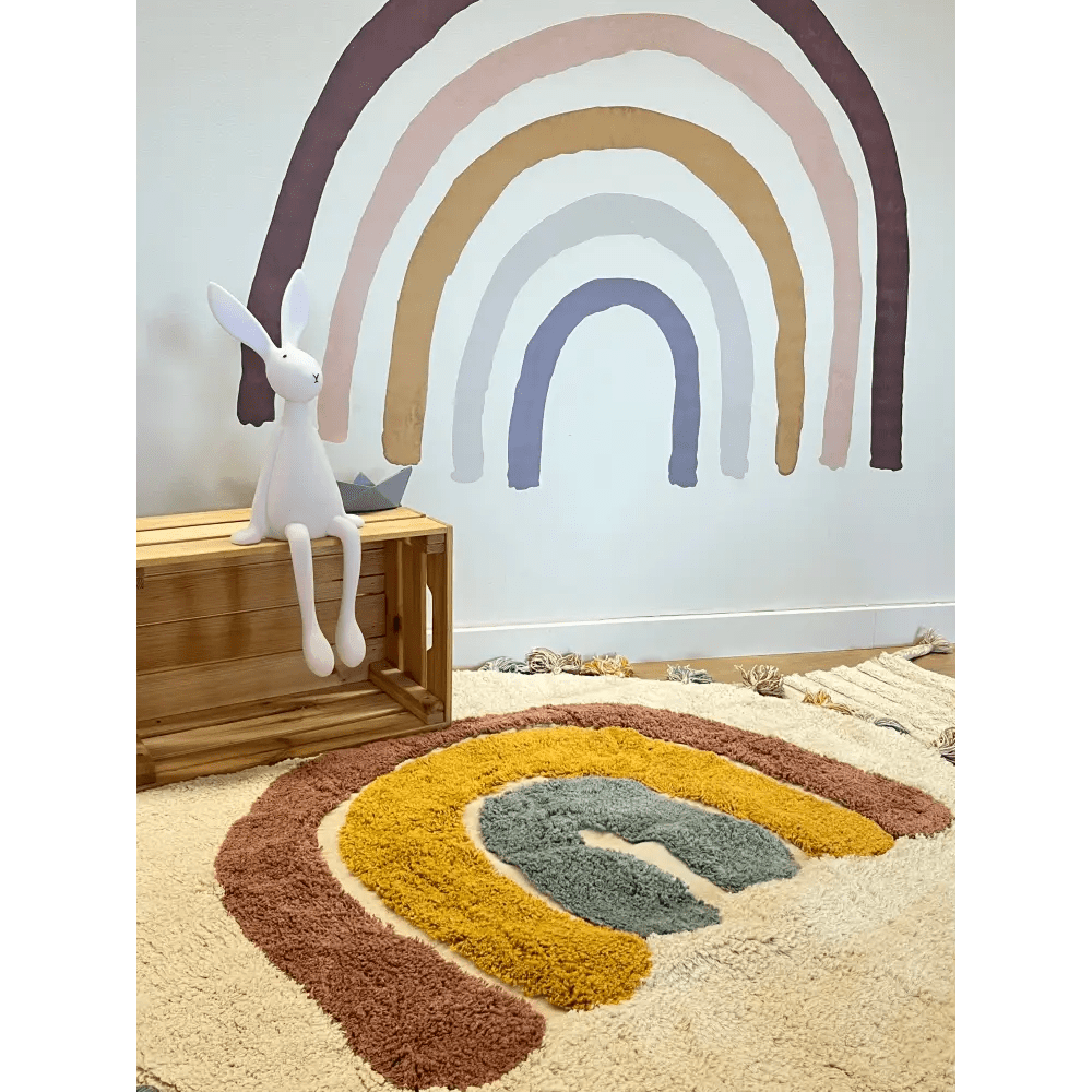 Alfombra Infantil 110 cm RAINBOW Algodón Lavable en lavadora - Sueños de Cigueña 