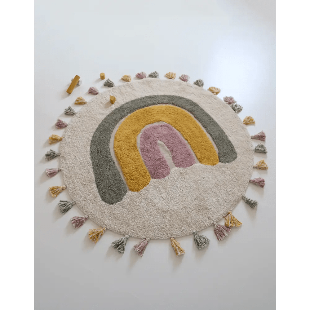 Alfombra Infantil 110 cm RAINBOW MOSS Algodón Lavable en lavadora - Sueños de Cigueña 
