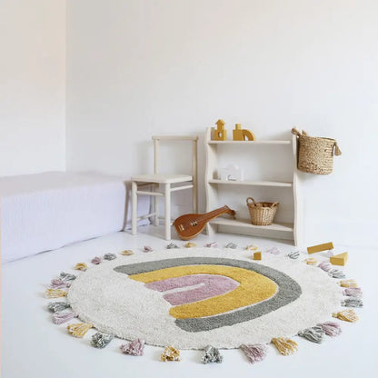 Alfombra Infantil 110 cm RAINBOW MOSS Algodón Lavable en lavadora - Sueños de Cigueña 