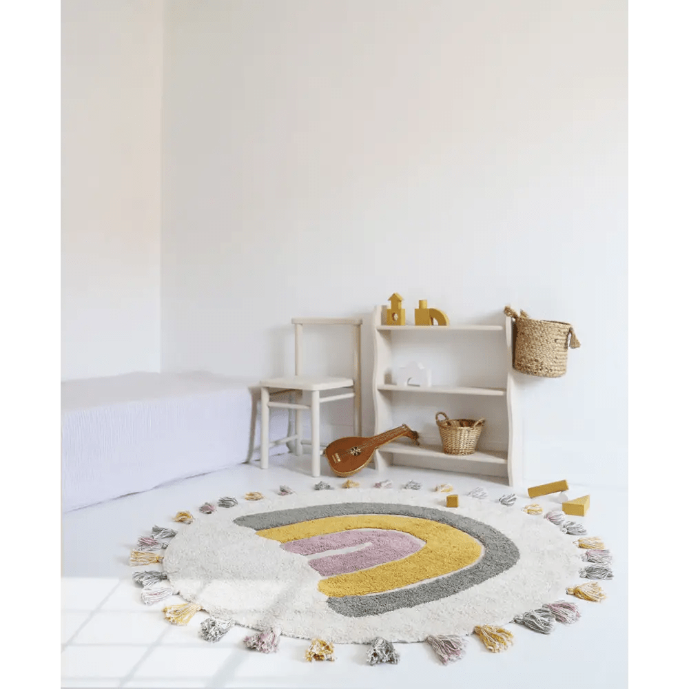 Alfombra Infantil 110 cm RAINBOW MOSS Algodón Lavable en lavadora - Sueños de Cigueña 