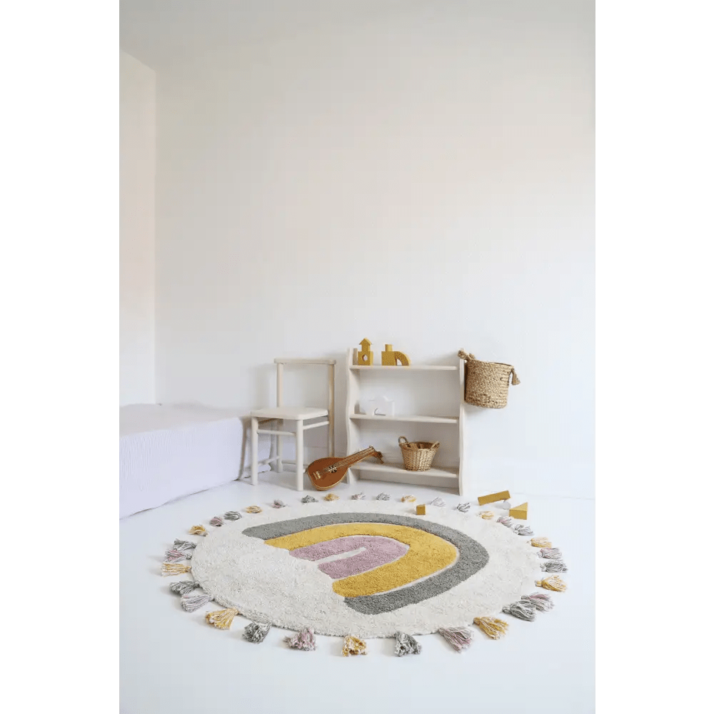 Alfombra Infantil 110 cm RAINBOW MOSS Algodón Lavable en lavadora - Sueños de Cigueña 