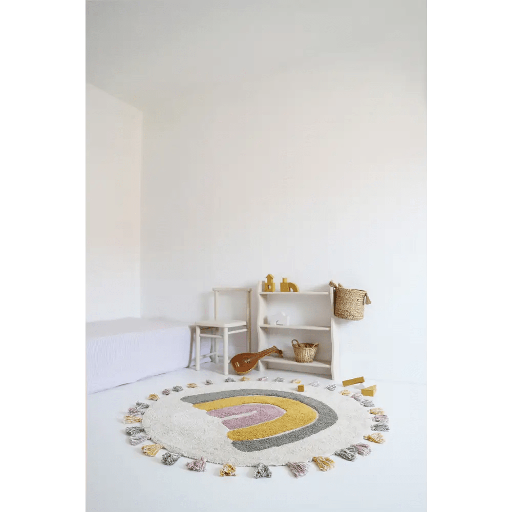 Alfombra Infantil 110 cm RAINBOW MOSS Algodón Lavable en lavadora - Sueños de Cigueña 