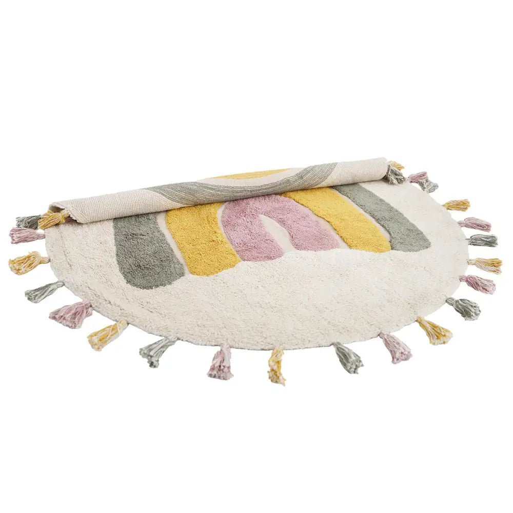 Alfombra Infantil 110 cm RAINBOW MOSS Algodón Lavable en lavadora - Sueños de Cigueña 