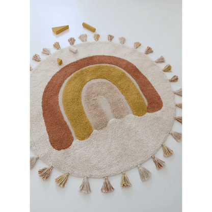 Alfombra Infantil 110 cm RAINBOW TOFFEE Algodón Lavable en lavadora - Sueños de Cigueña 