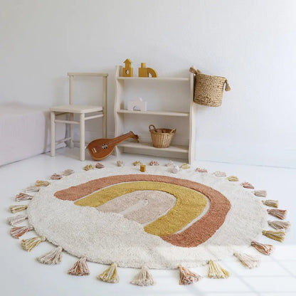 Alfombra Infantil 110 cm RAINBOW TOFFEE Algodón Lavable en lavadora - Sueños de Cigueña 