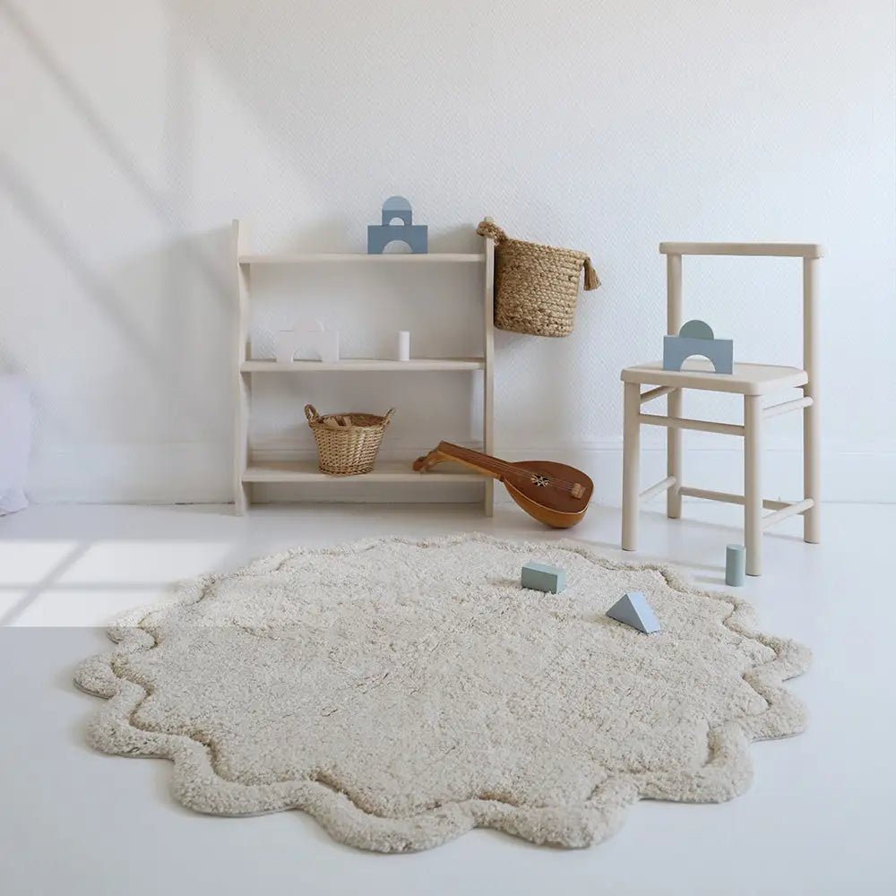 Alfombra Infantil 110 cm SWEET APRIL ECRU Algodón Lavable en lavadora - Sueños de Cigueña 