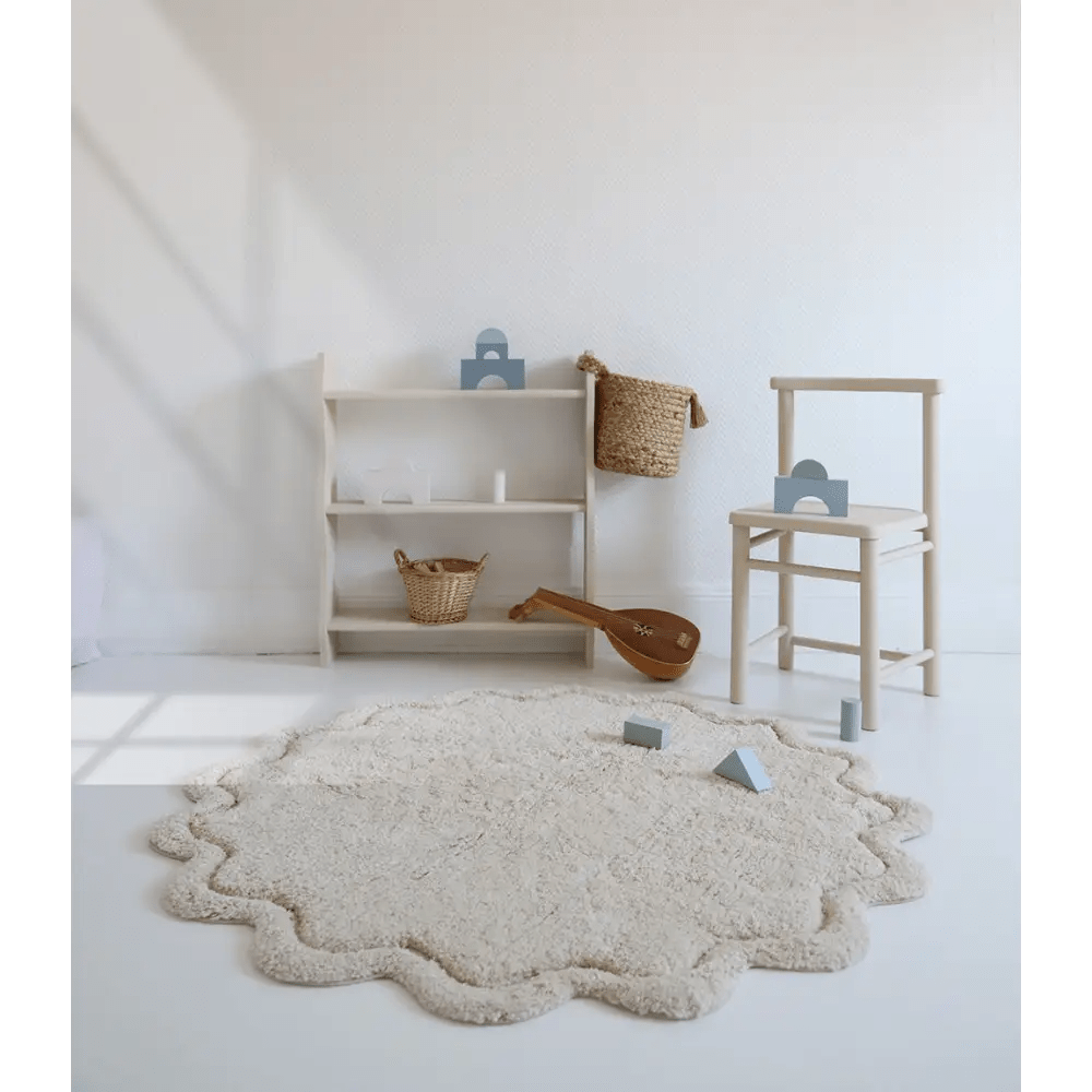 Alfombra Infantil 110 cm SWEET APRIL ECRU Algodón Lavable en lavadora - Sueños de Cigueña 