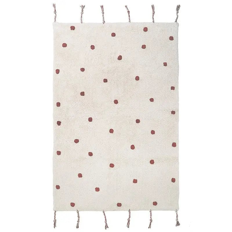 Alfombra Infantil NÜMI AMBRE con lunares 100x150 - Sueños de Cigueña 