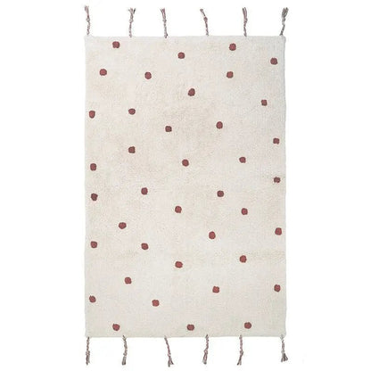 Alfombra Infantil NÜMI AMBRE con lunares 100x150 - Sueños de Cigueña 