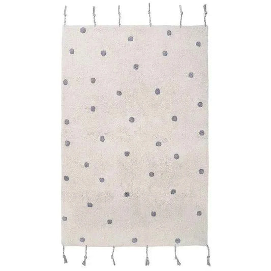 Alfombra Infantil NÜMI GRIS con lunares 100x150 - Sueños de Cigueña