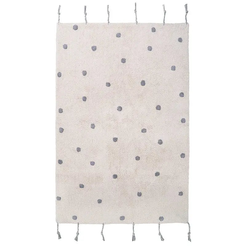 Alfombra Infantil NÜMI GRIS con lunares 100x150 - Sueños de Cigueña 