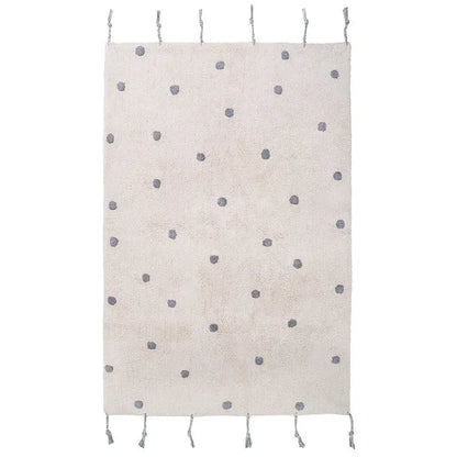 Alfombra Infantil NÜMI GRIS con lunares 100x150 - Sueños de Cigueña 