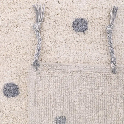 Alfombra Infantil NÜMI GRIS con lunares 100x150 - Sueños de Cigueña 