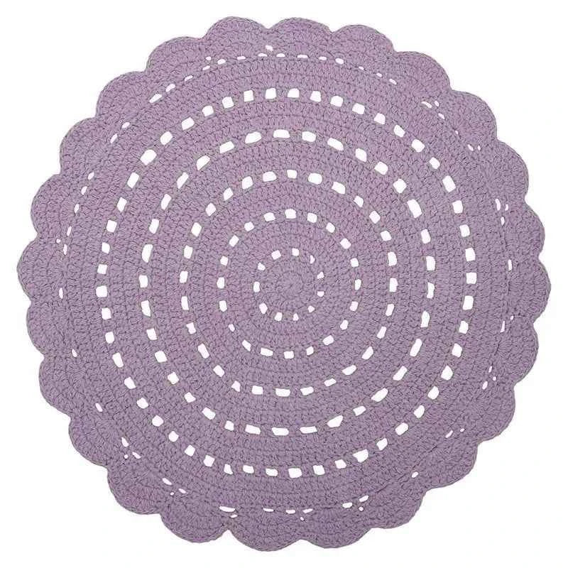 Alfombra infantil crochet ALMA MAUVE 120cm - Sueños de Cigueña