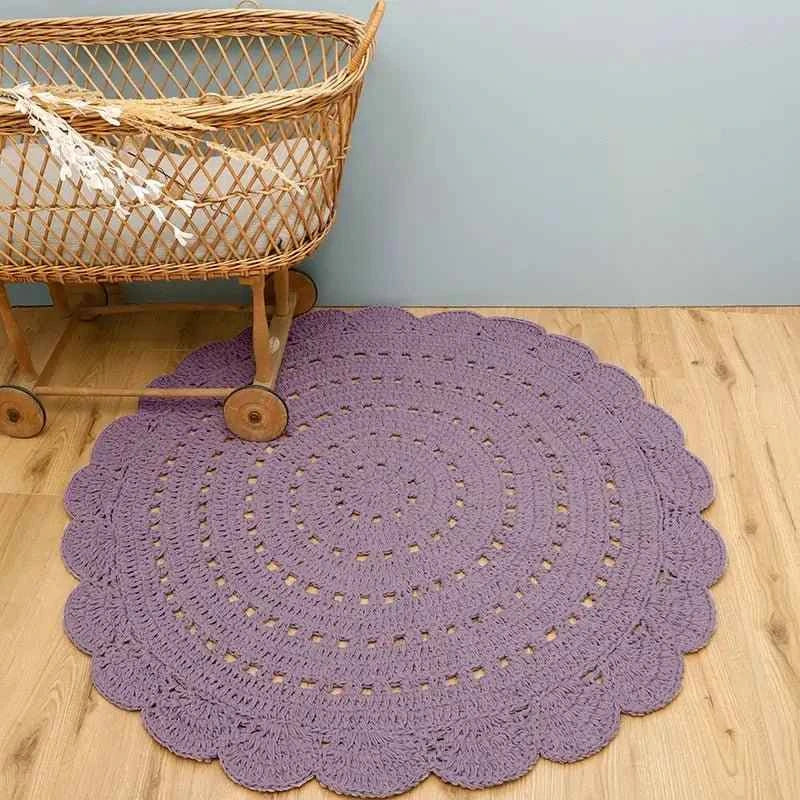 Alfombra infantil crochet ALMA MAUVE 120cm - Sueños de Cigueña
