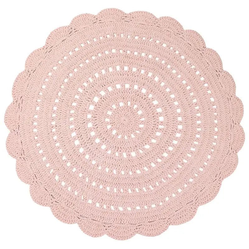 Alfombra infantil crochet ALMA NUDE 120cm - Sueños de Cigueña 