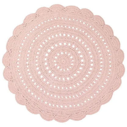 Alfombra infantil crochet ALMA NUDE 120cm - Sueños de Cigueña 