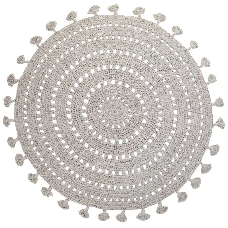 Alfombra infantil de algodón crochet NILA GRIS PERLE - Sueños de Cigueña