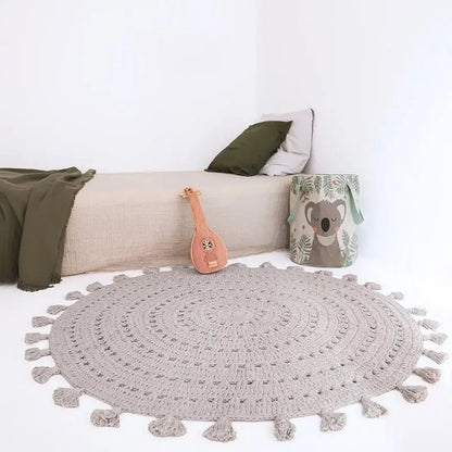 Alfombra infantil de algodón crochet NILA GRIS PERLE - Sueños de Cigueña
