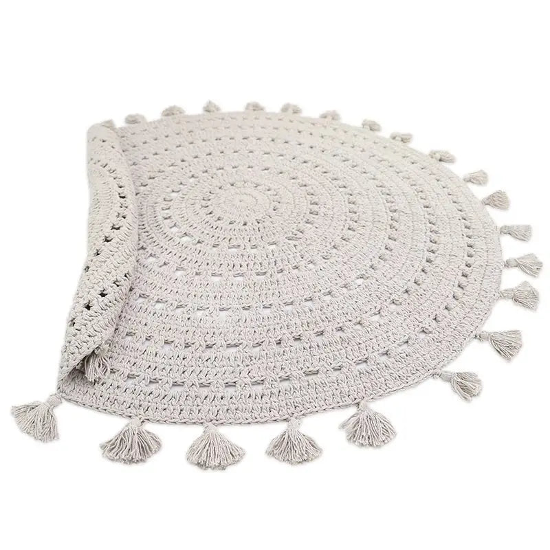 Alfombra infantil de algodón crochet NILA GRIS PERLE - Sueños de Cigueña