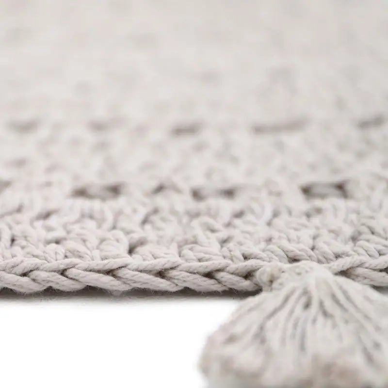 Alfombra infantil de algodón crochet NILA GRIS PERLE - Sueños de Cigueña