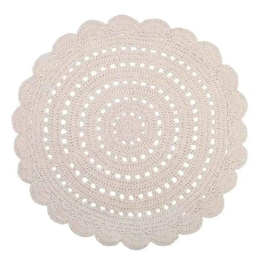 ALMA ECRU Alfombra Infantil Crochet 120cm - Sueños de Cigueña