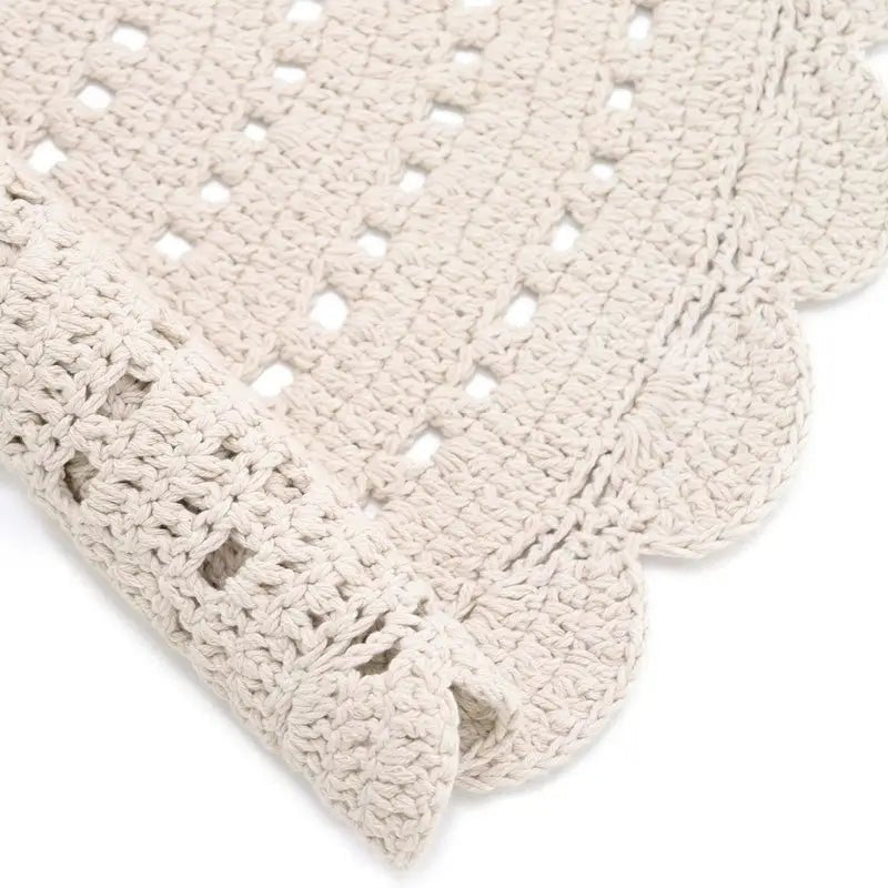 ALMA ECRU L Alfombra Infantil Crochet 150cm - Sueños de Cigueña 
