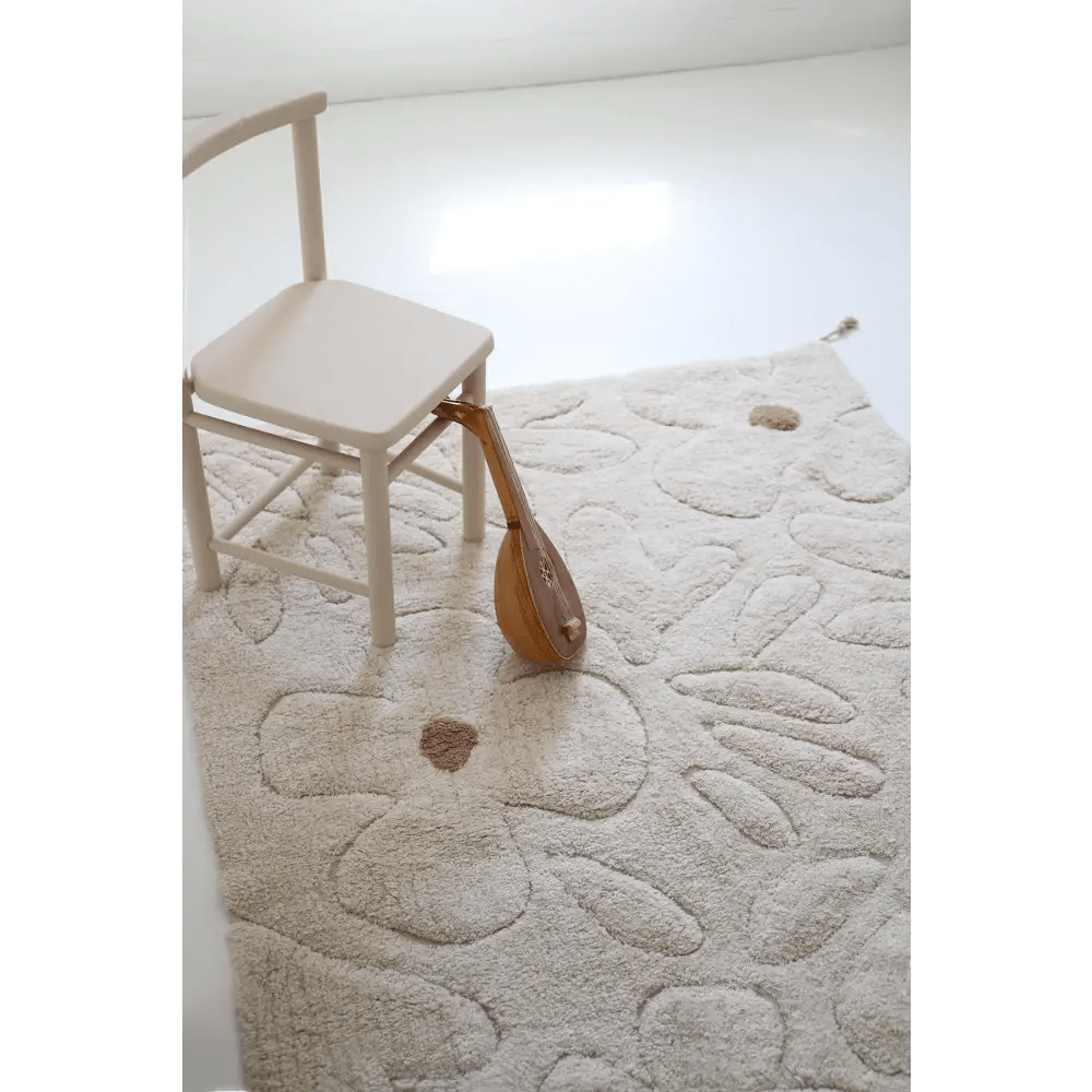 Alfombra infantil de algodón lavable con estampado de flores GENTLE FLORA Algodón Lavable en lavadora - Sueños de Cigueña 