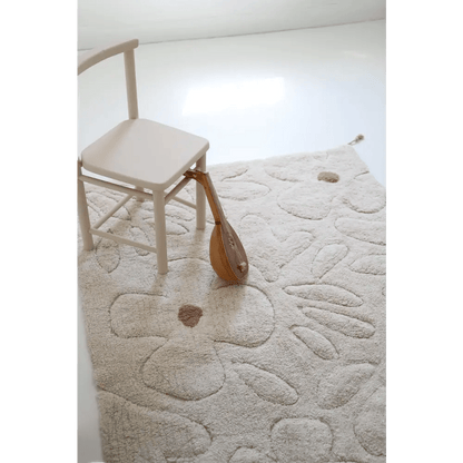 Alfombra infantil de algodón lavable con estampado de flores GENTLE FLORA Algodón Lavable en lavadora - Sueños de Cigueña 
