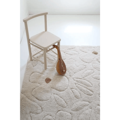 Alfombra infantil de algodón lavable con estampado de flores GENTLE FLORA Algodón Lavable en lavadora - Sueños de Cigueña 