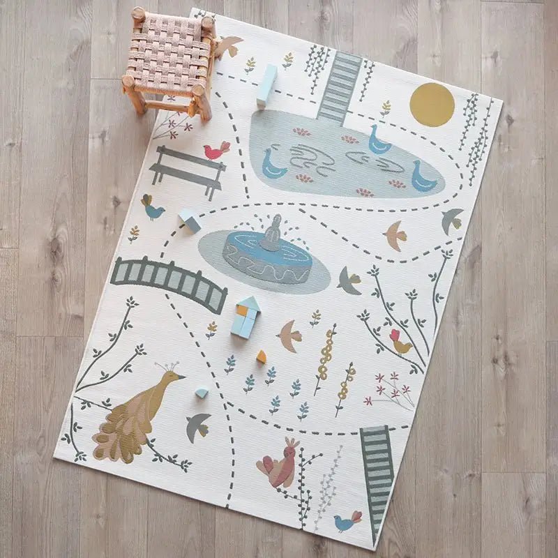 Alfombra infantil interior y exterior BIRD PARADISE 123x180 - Sueños de Cigueña 