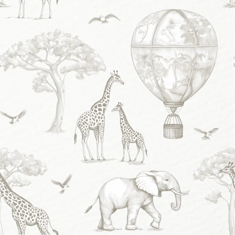Papel Pintado Toile de Jouy Globos & Jirafas Papel Pintado JUNGLA SDC-UV-003 - Sueños de Cigueña 82 € Papel Pintado