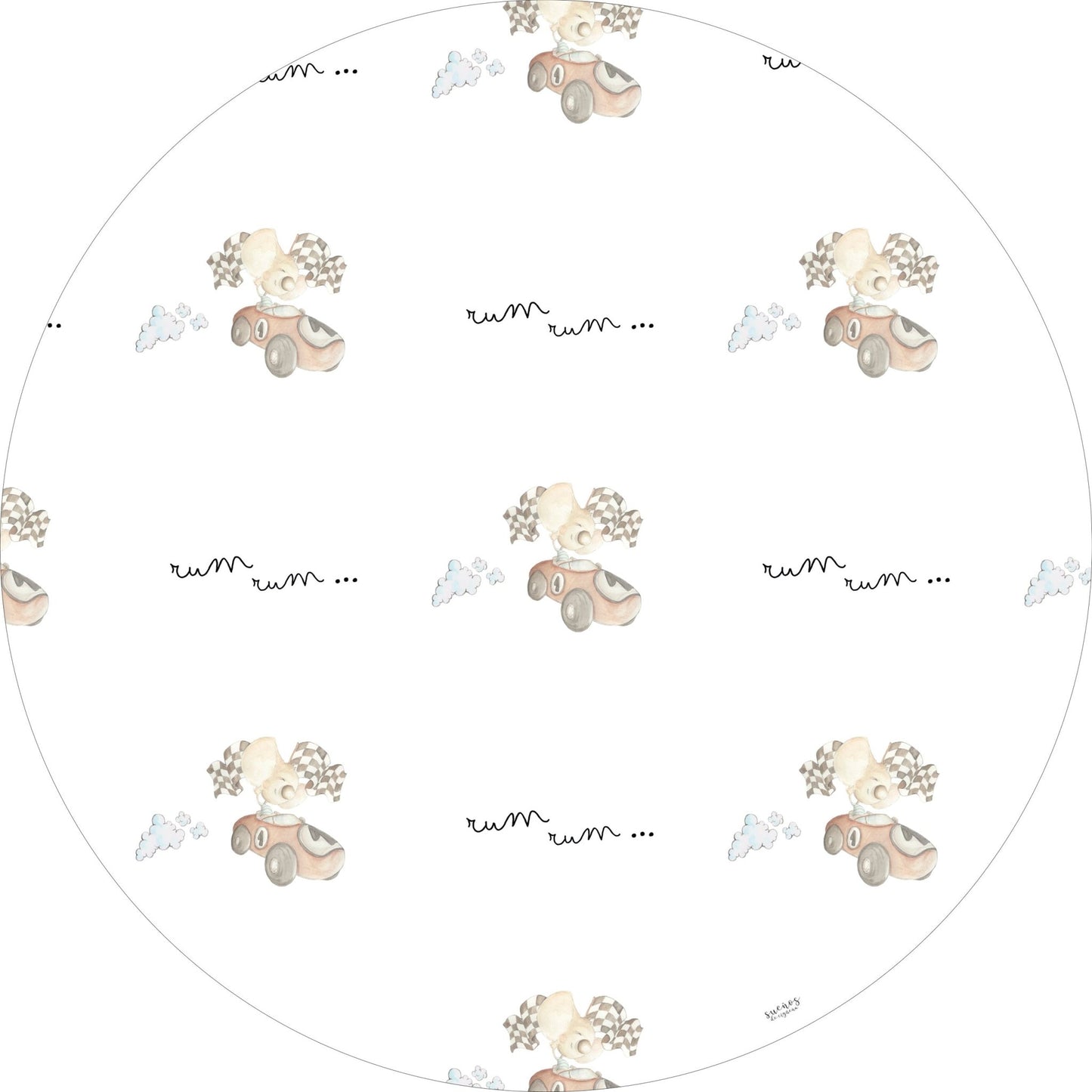 Alfombra Vinilica COCHE DE CARRERAS 95cm diametro - Sueños de Cigueña