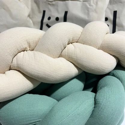 Trenza Protector de Cuna 180cm BEIGE Muselina - Sueños de Cigueña