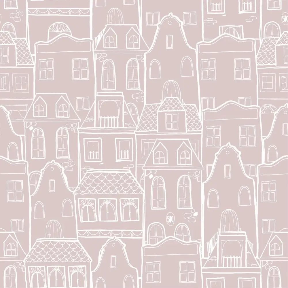 Papel Pintado CASAS SDC-LH-004 ROSA EMPOLVADO - Sueños de Cigueña 