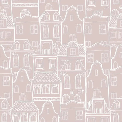 Papel Pintado CASAS SDC-LH-004 ROSA EMPOLVADO - Sueños de Cigueña