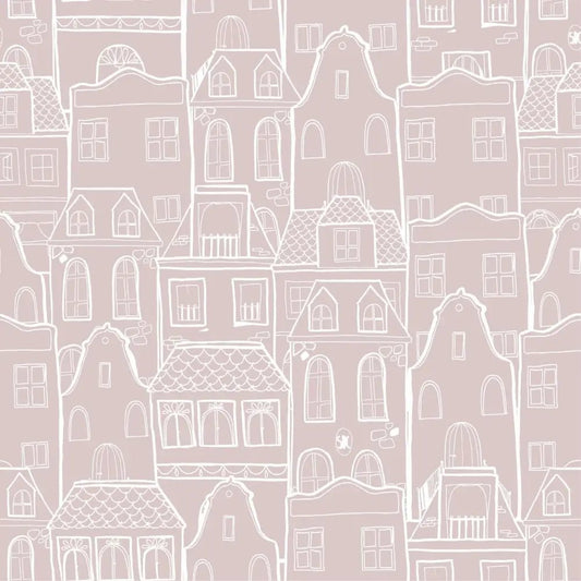 Papel Pintado CASAS SDC-LH-004 ROSA EMPOLVADO - Sueños de Cigueña 